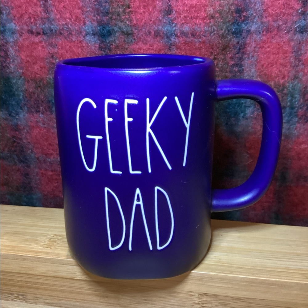 Rae Dunn "Geeky Dad" Artisan Collection Blue Ceramic Coffee Mug New